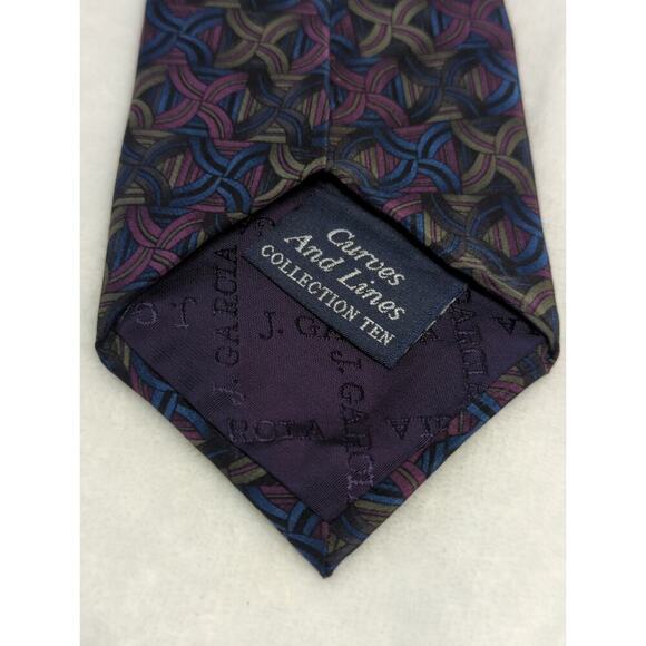 J. Garcia Neck Tie 100% Silk Curves and Lines Collection Ten Geometric Swirl - Picture 3 of 6